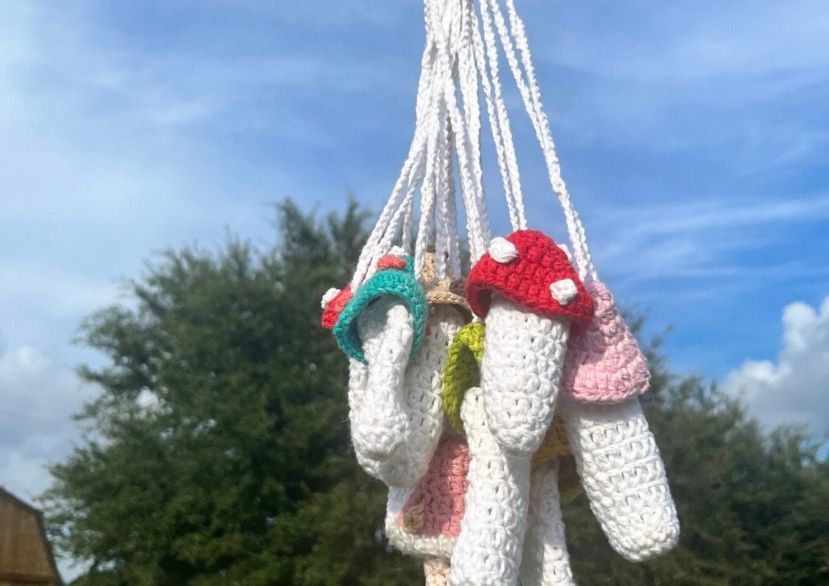 crochet mushroom necklace