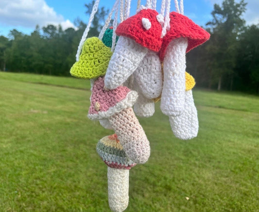crochet mushroom necklace