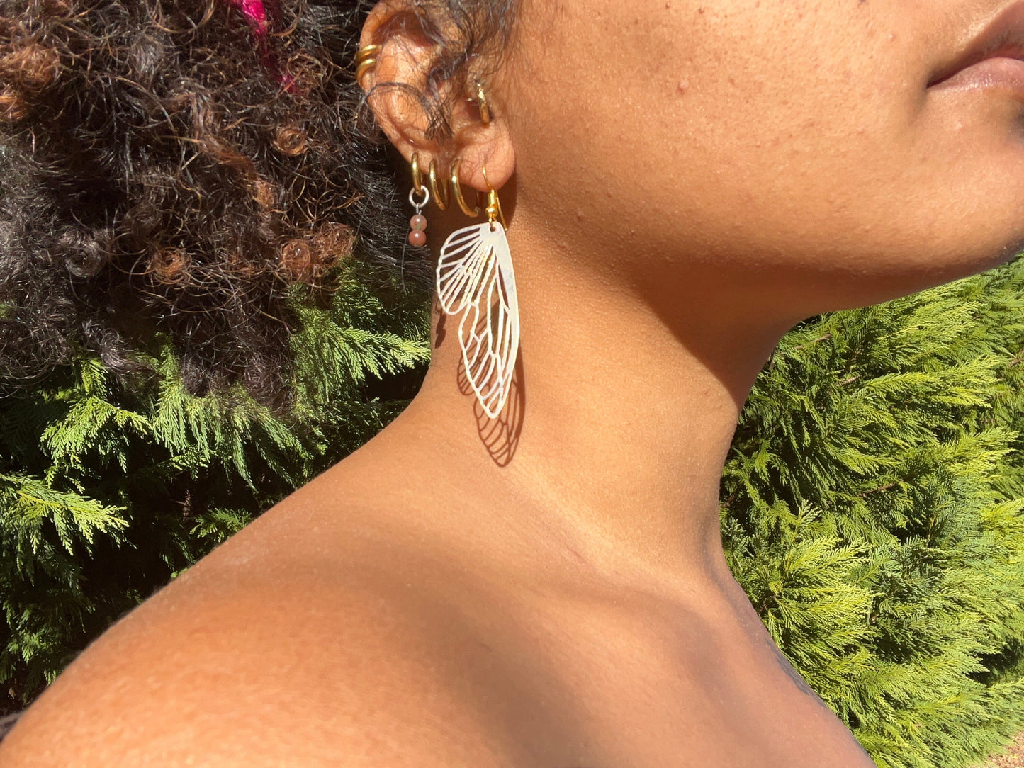 gold butterfly wing earrings