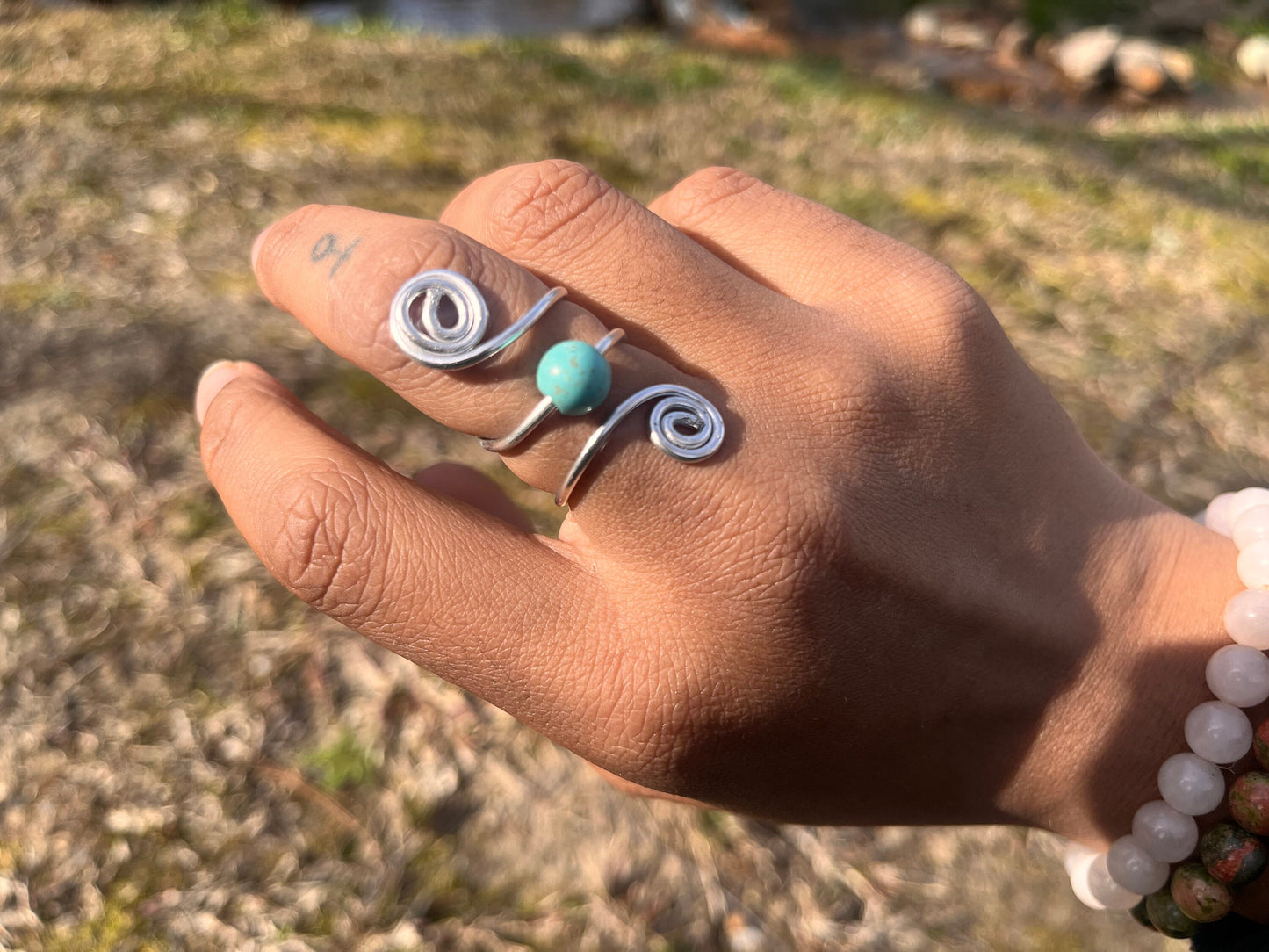double spiral turquoise ring