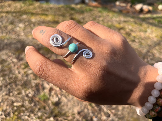 double spiral turquoise ring