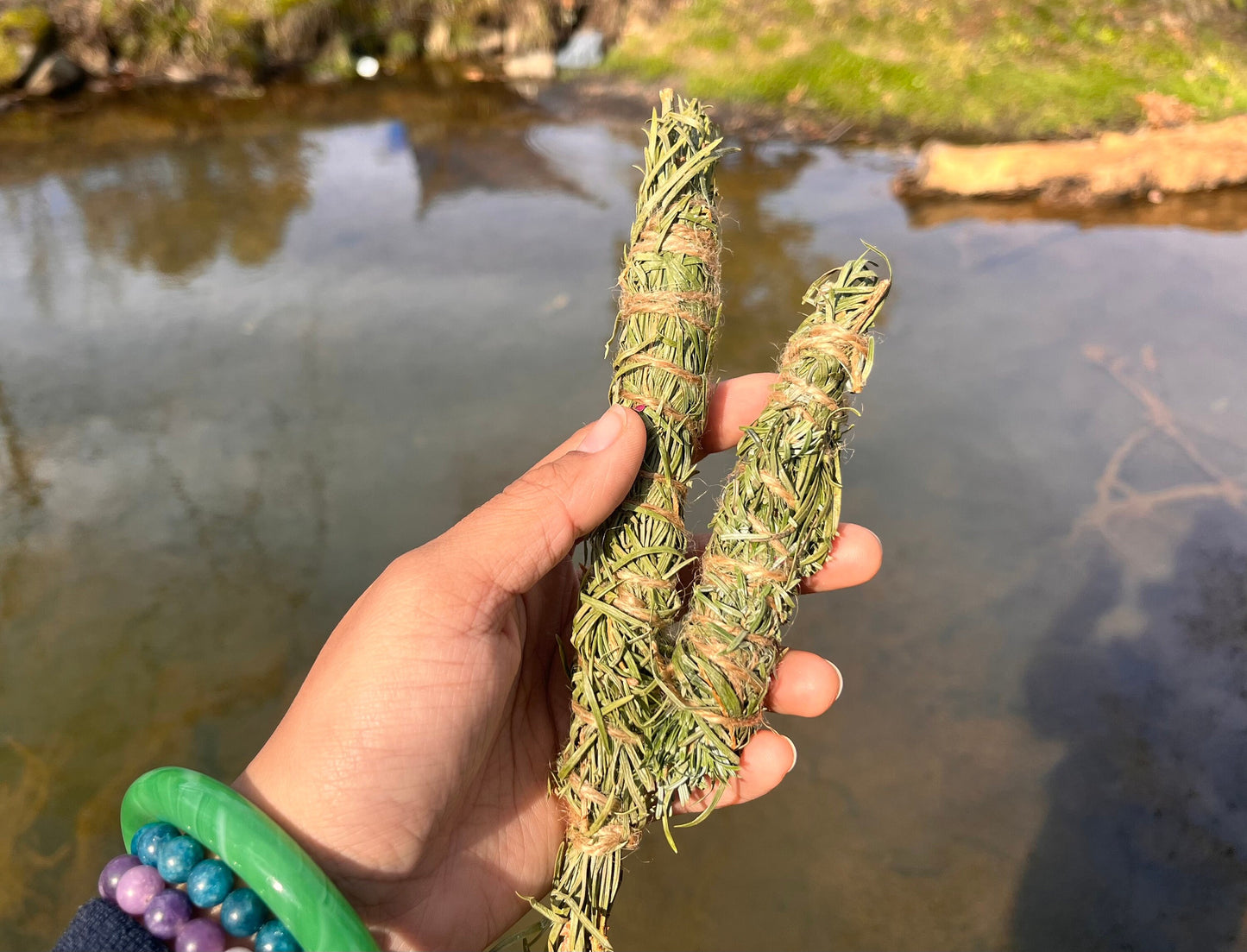 hand-wrapped pine smudge bundles