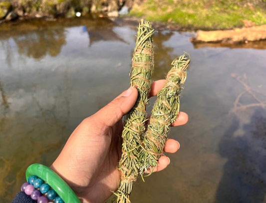 hand-wrapped pine smudge bundles